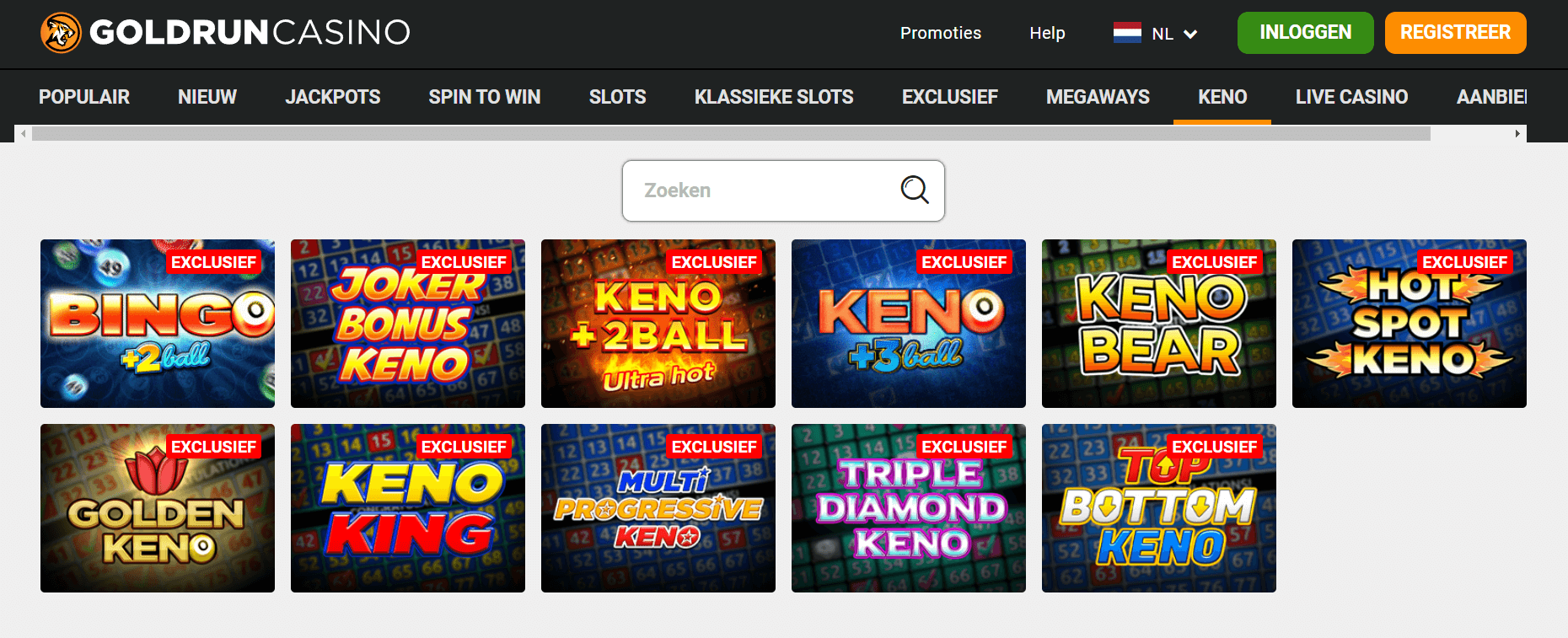 Keno in Goldrun casino