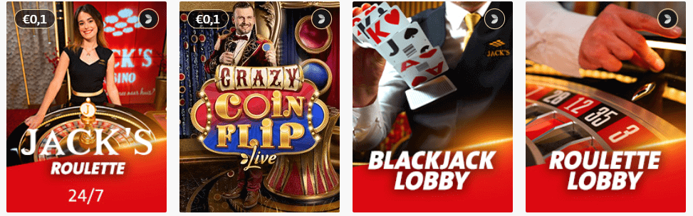 Jacks online casino Live games